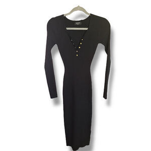 The Work Shop Ribbed Midi Dress Black Size S